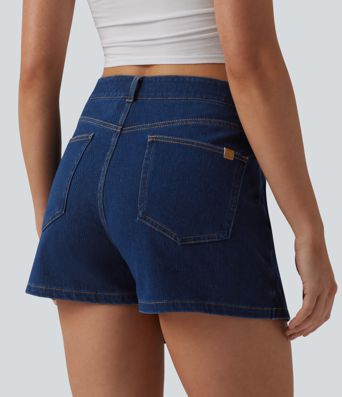 Halara Flex™ Mid Rise Asymmetric Denim Micro Casual Skort with Pockets