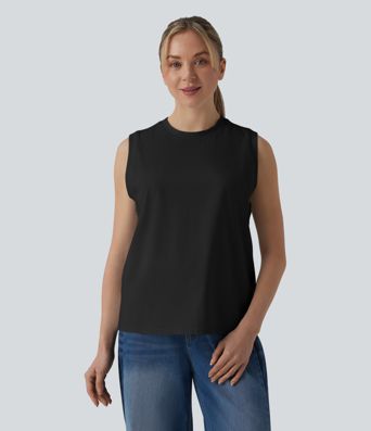 Casual round-neck cotton tank top
