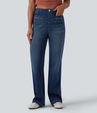 Halara Flex™ High Waisted Straight Leg Casual Jeans with Pockets