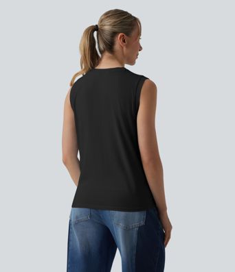 Casual round-neck cotton tank top