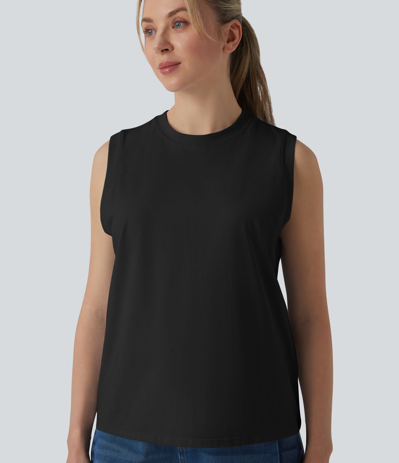 Casual round-neck cotton tank top