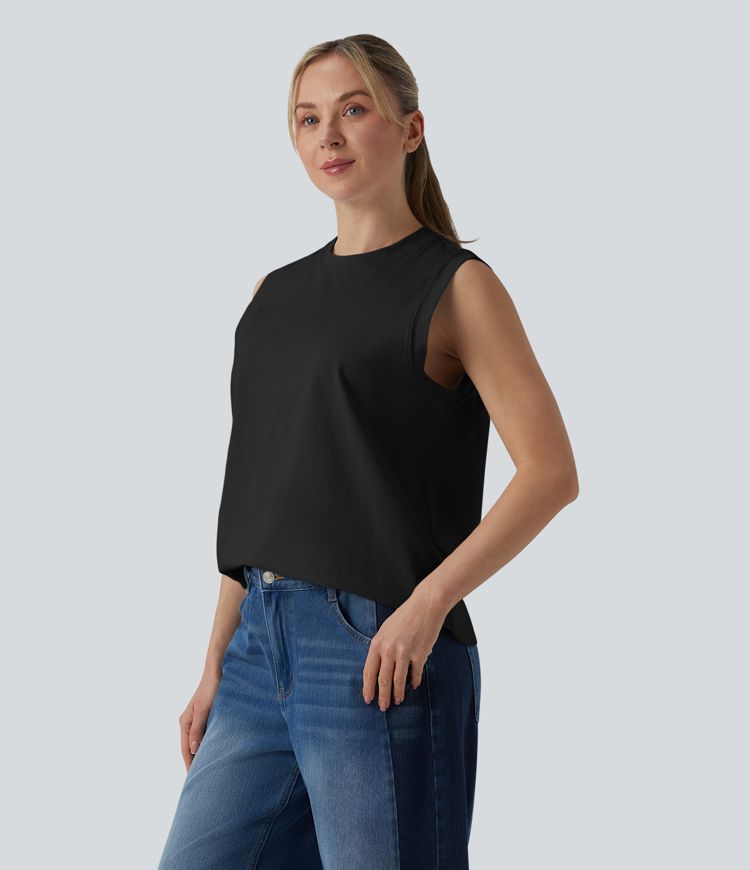 Casual round-neck cotton tank top