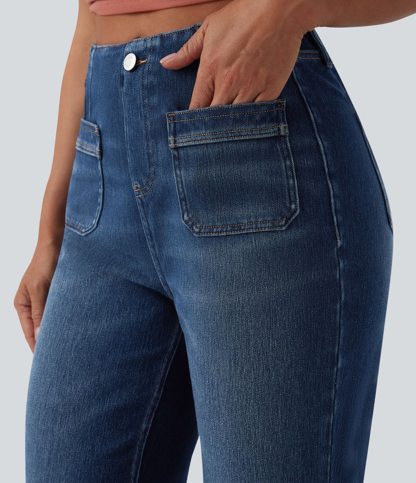 Halara Flex™ High Waisted Straight Leg Casual Jeans with Pockets