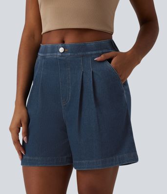 Halara Flex™ Mid Rise Denim Casual Bermuda Shorts with Pockets