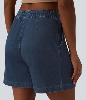 Halara Flex™ Mid Rise Denim Casual Bermuda Shorts with Pockets