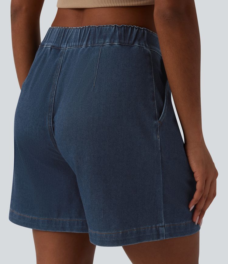 Halara Flex™ Mid Rise Denim Casual Bermuda Shorts with Pockets