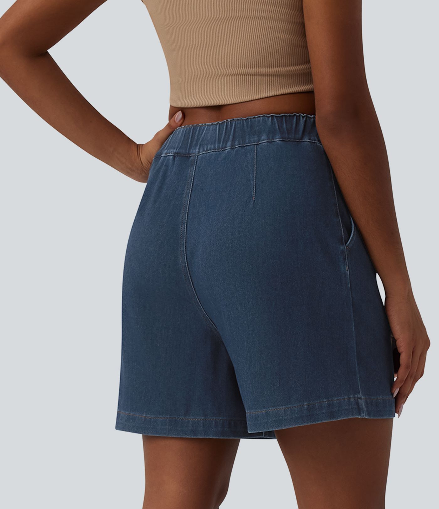 Halara Flex™ Mid Rise Denim Casual Bermuda Shorts with Pockets