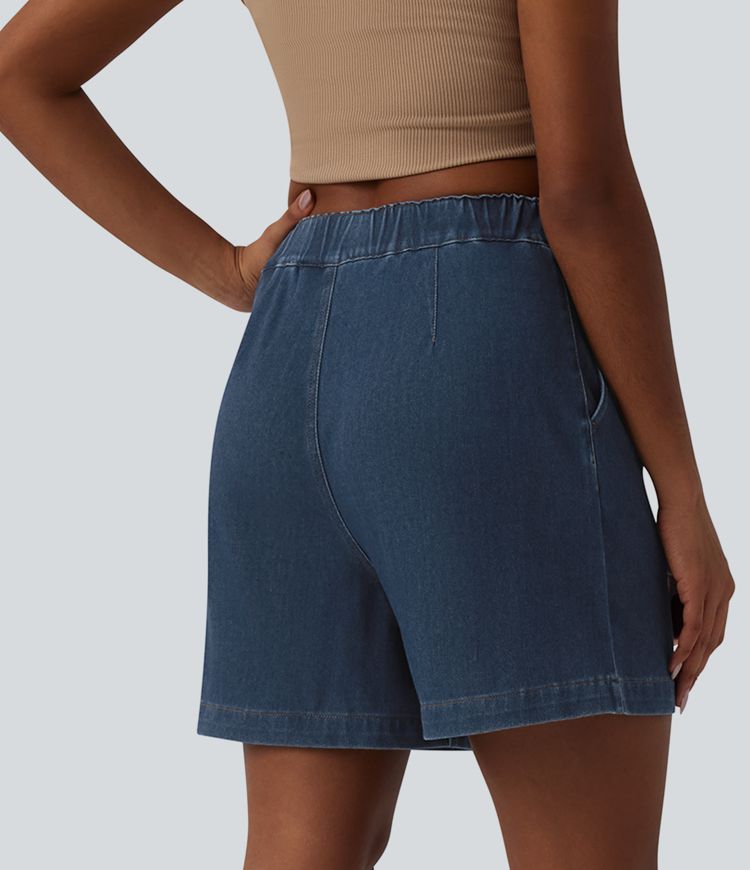 Halara Flex™ Mid Rise Denim Casual Bermuda Shorts with Pockets