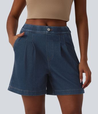 Halara Flex™ Mid Rise Denim Casual Bermuda Shorts with Pockets