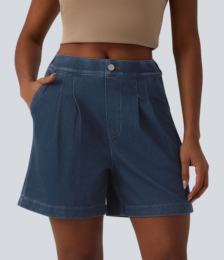Halara Flex™ Mid Rise Denim Casual Bermuda Shorts with Pockets