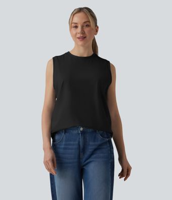 Casual round-neck cotton tank top