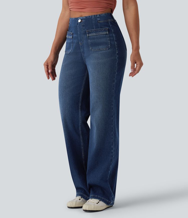 Halara Flex™ High Waisted Straight Leg Casual Jeans with Pockets