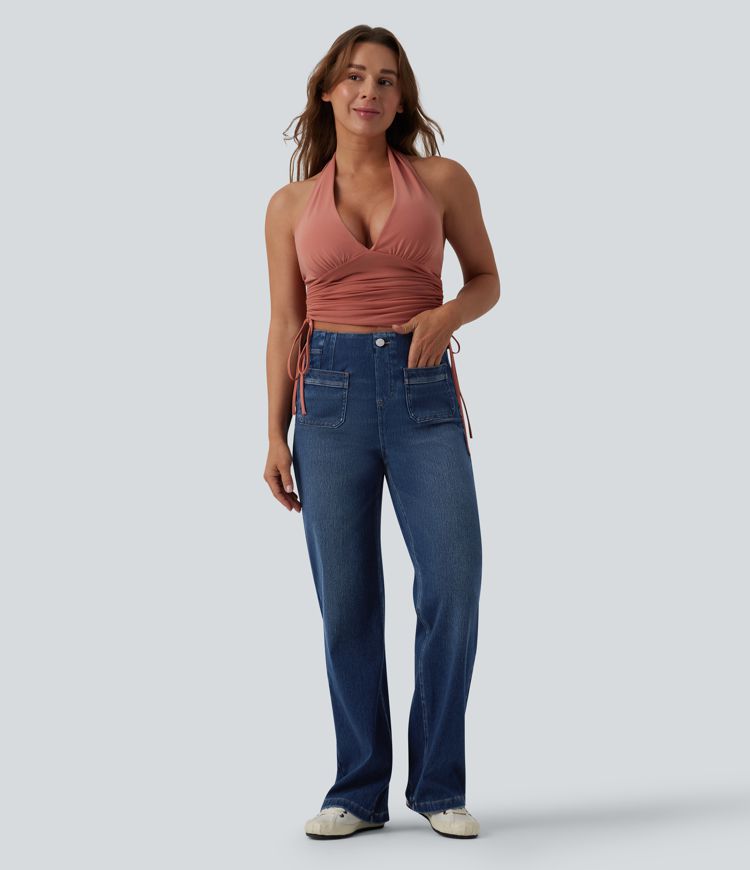 Halara Flex™ High Waisted Straight Leg Casual Jeans with Pockets