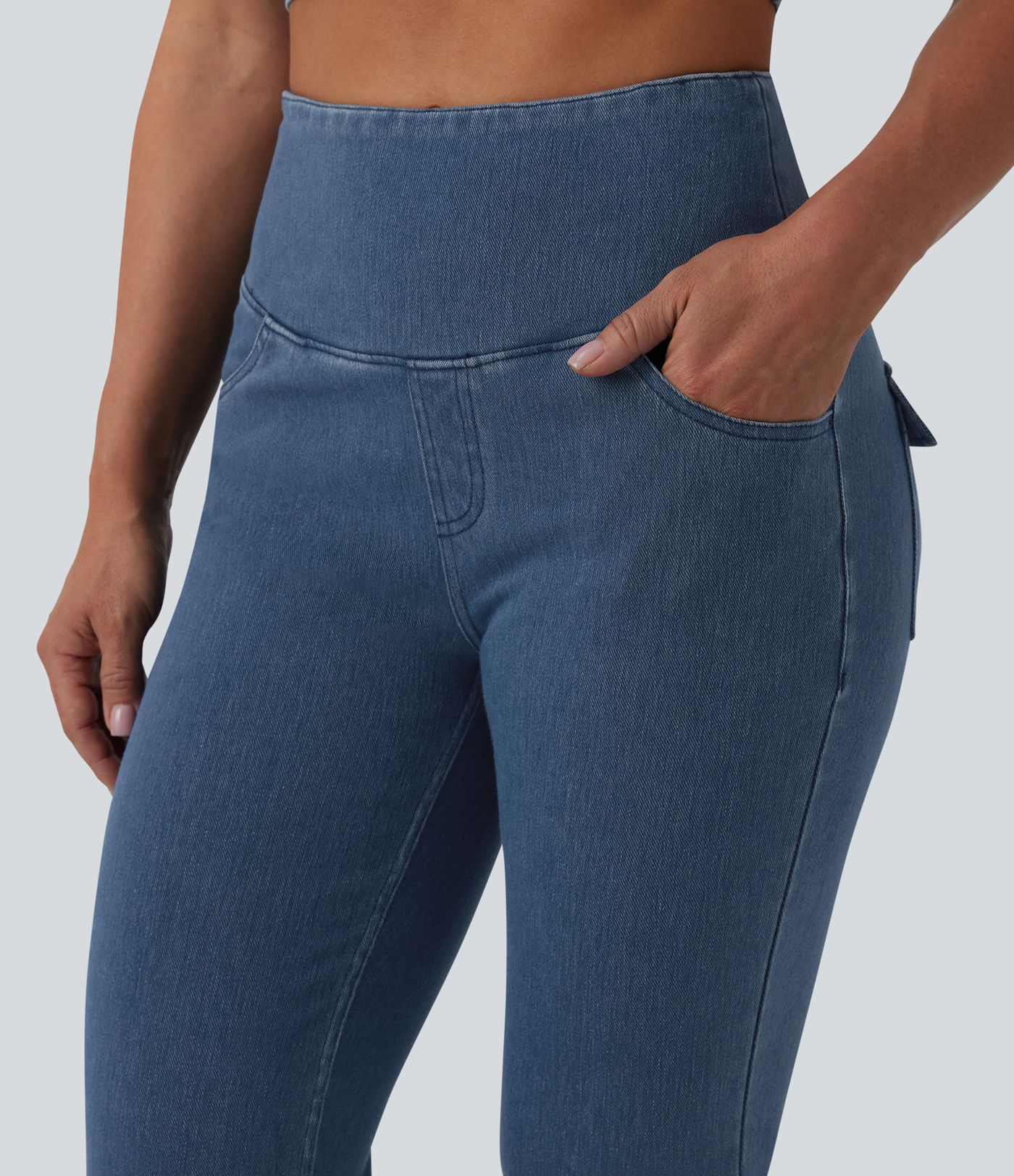 Halara Flex™ High Waisted Tummy Control Flare Casual Jeans with Pockets