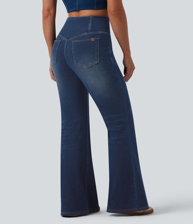Halara Flex™ Crossover High Waisted Casual Flare Jeans with Pockets