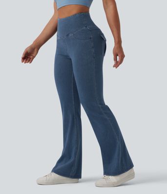 Halara Flex™ - Lässige Flare-Jeans mit hohem Bund, mehreren Taschen und Bauchkontrolle Halara Flex™ - Lässige Flare-Jeans mit hohem Bund, mehreren Taschen und Bauchkontrolle