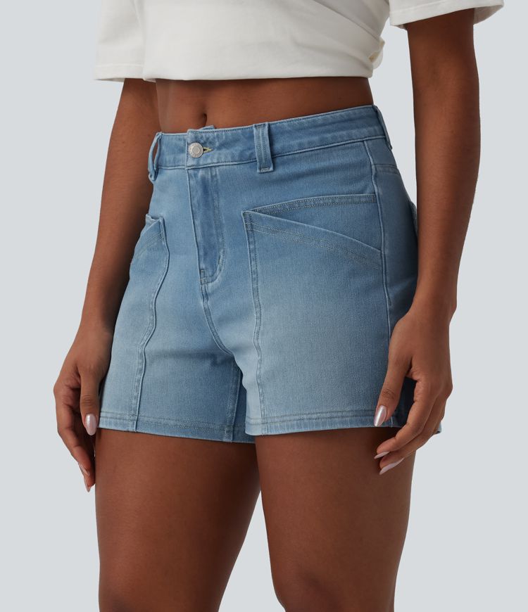 Short denim casual taille mi-haute Halara Flex™ 9 cm avec poches