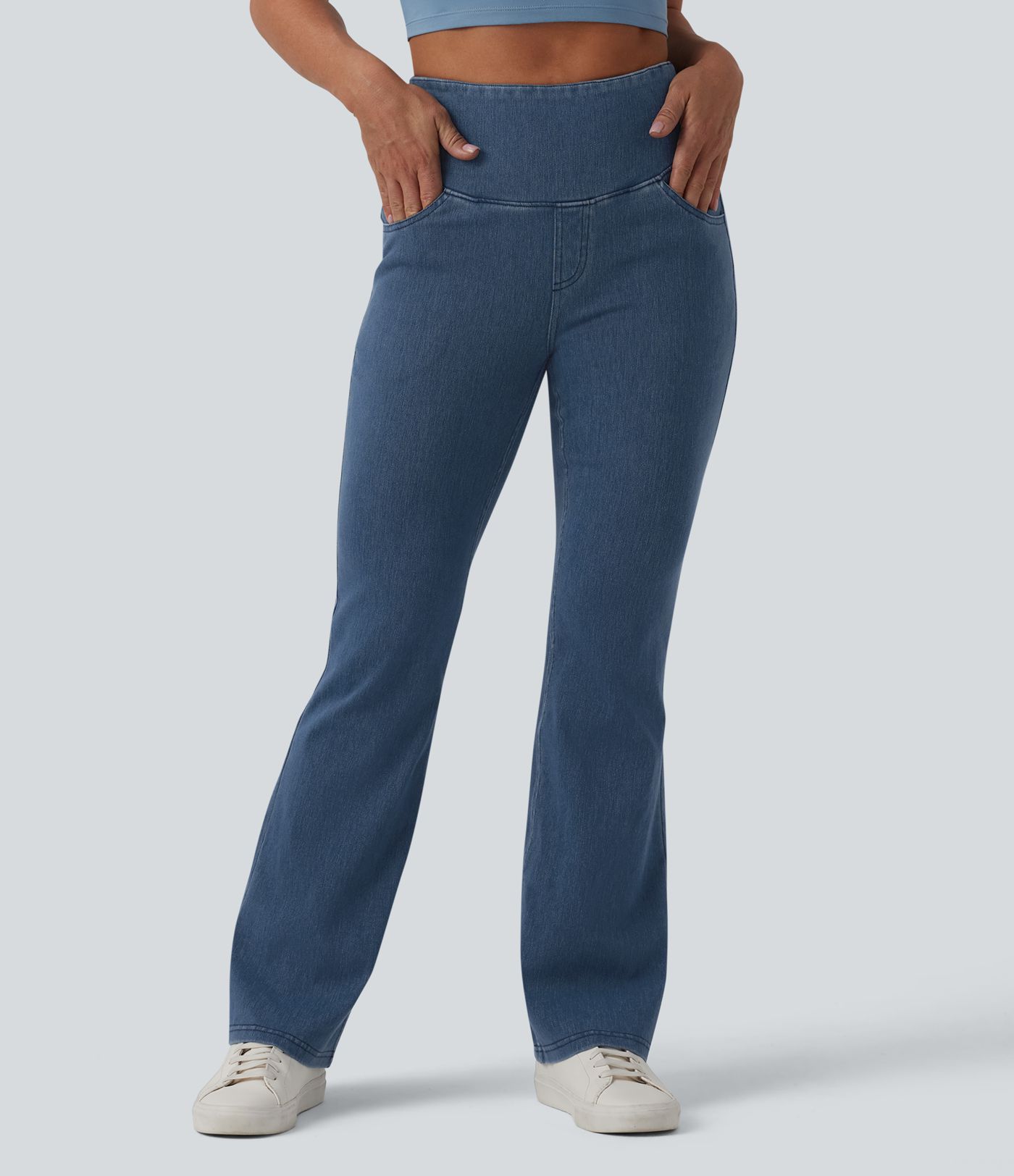 Halara Flex™ High Waisted Tummy Control Flare Casual Jeans with Pockets