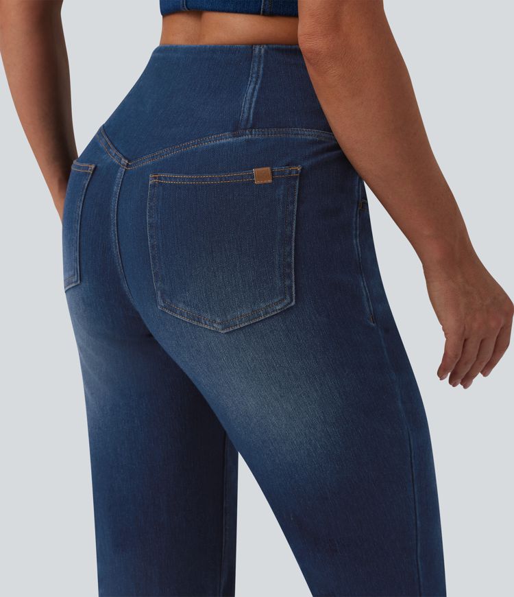 Halara Flex™ Crossover High Waisted Casual Flare Jeans with Pockets