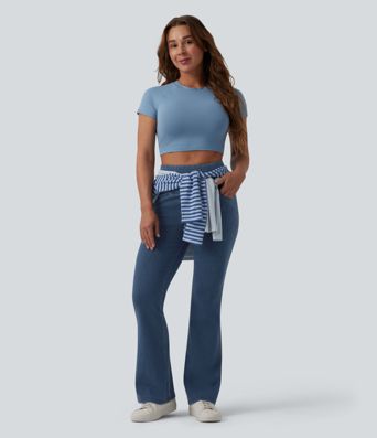 Halara Flex™ High Waisted Tummy Control Flare Casual Jeans with Pockets