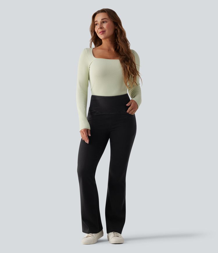 Halara Flex™ High Waisted Tummy Control Flare Casual Jeans with Pockets