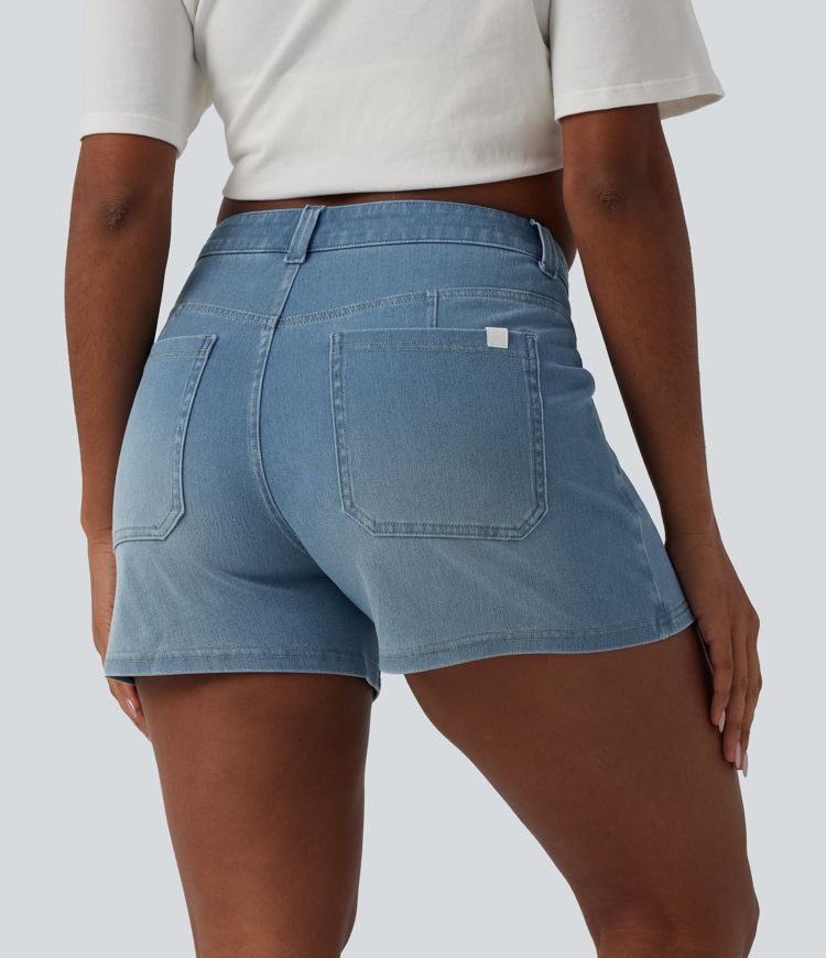 Short denim casual taille mi-haute Halara Flex™ 9 cm avec poches