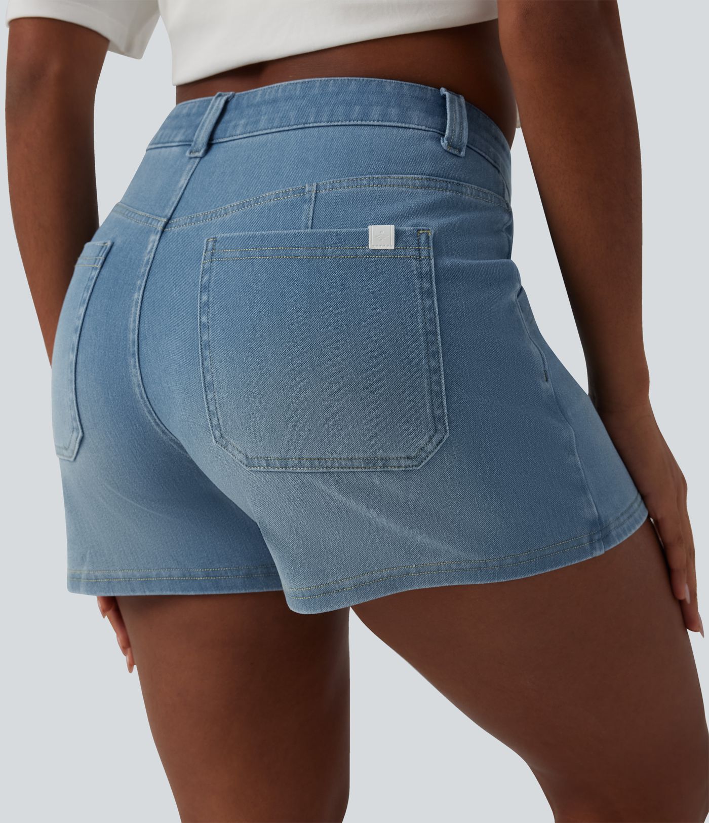 Short denim casual taille mi-haute Halara Flex™ 9 cm avec poches
