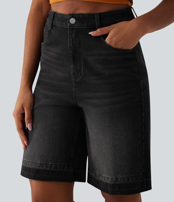 Halara Flex™ High Waisted Denim Casual Bermuda Shorts with Pockets