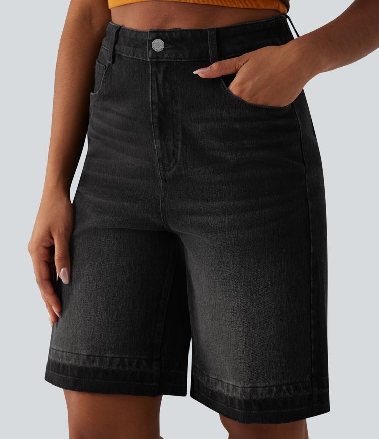Halara Flex™ High Waisted Denim Casual Bermuda Shorts with Pockets