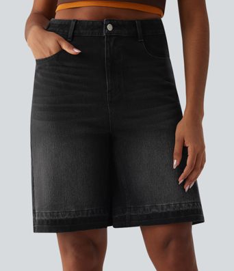 Halara Flex™ High Waisted Denim Casual Bermuda Shorts with Pockets