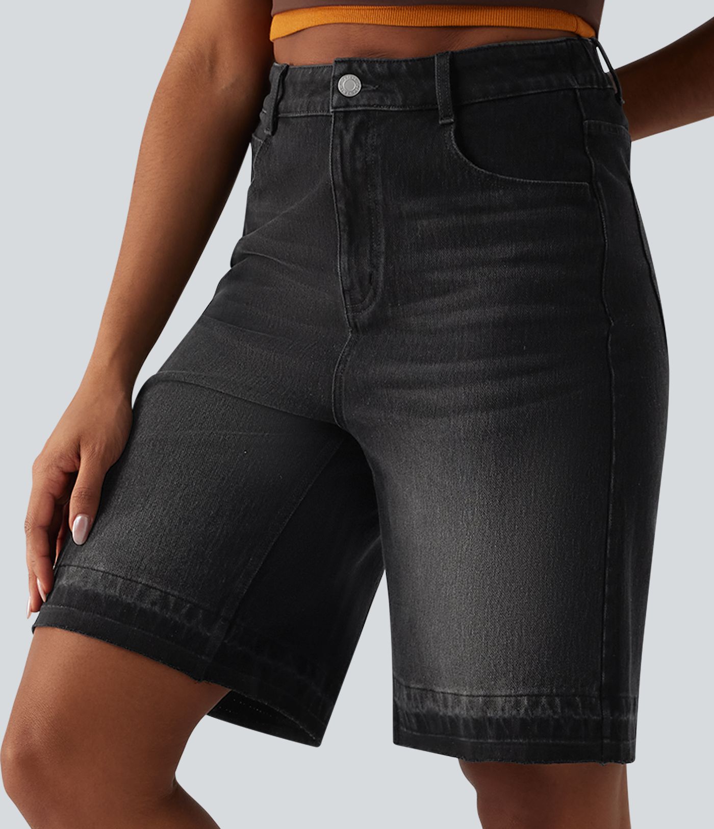 Halara Flex™ High Waisted Denim Casual Bermuda Shorts with Pockets