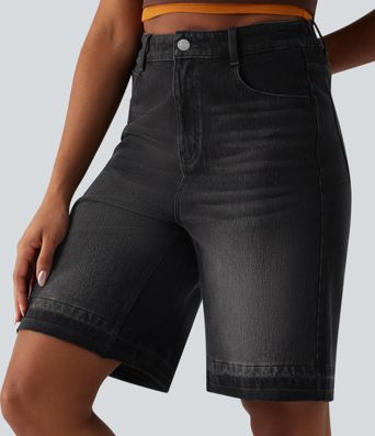 Halara Flex™ High Waisted Denim Casual Bermuda Shorts with Pockets