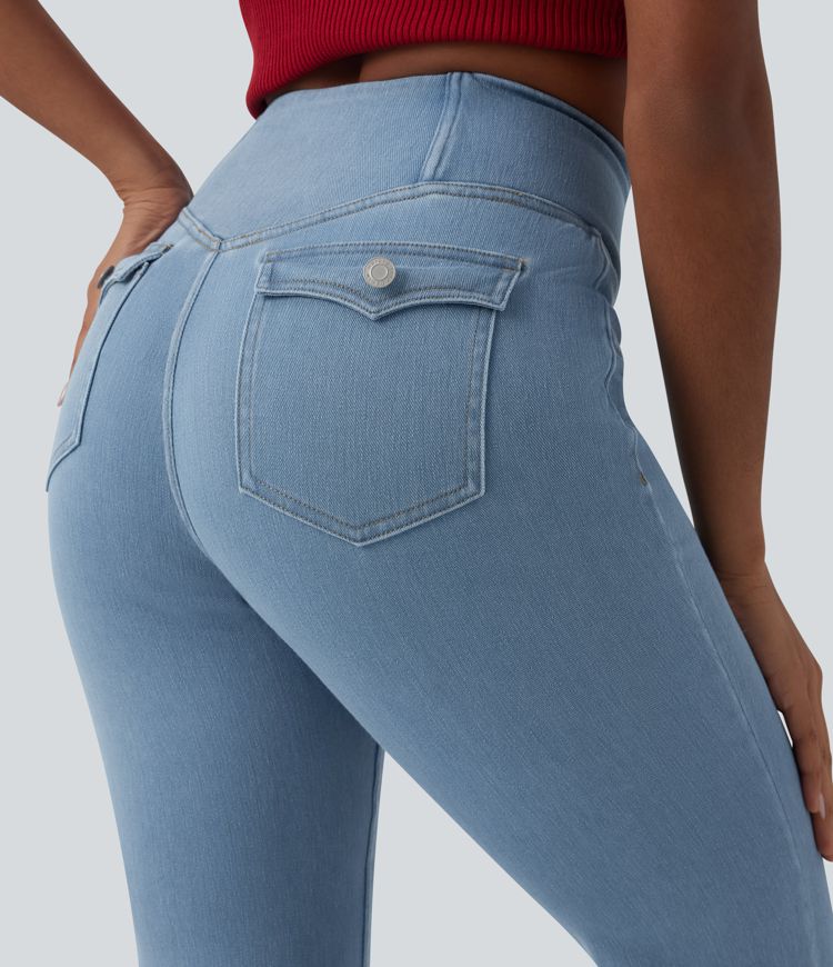 Halara Flex™ Jean évasé taille haute croisée avec poches