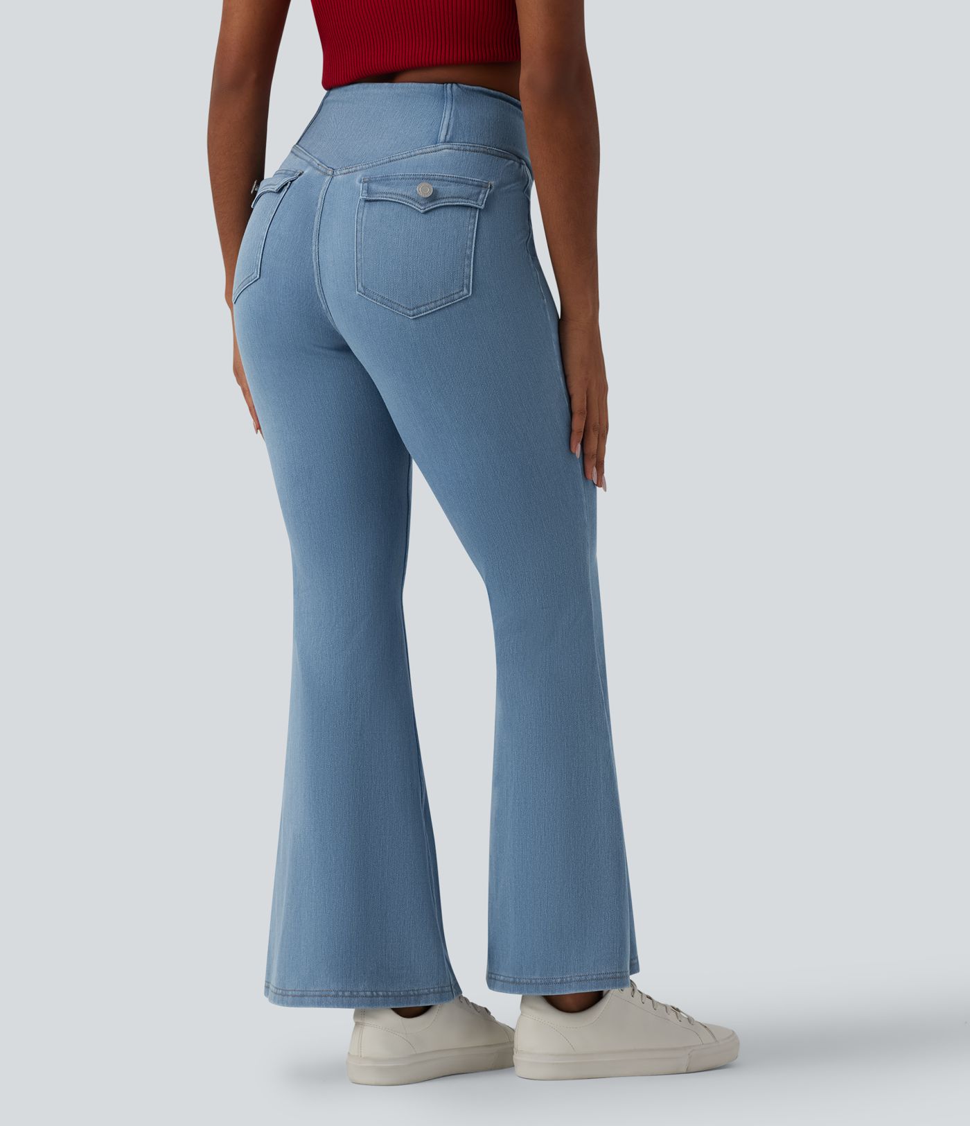 Halara Flex™ Jean évasé taille haute croisée avec poches