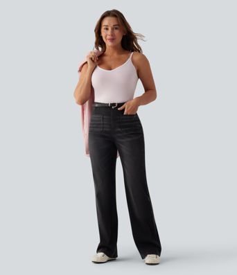 Halara Flex™ High Waisted Straight Leg Casual Jeans with Pockets