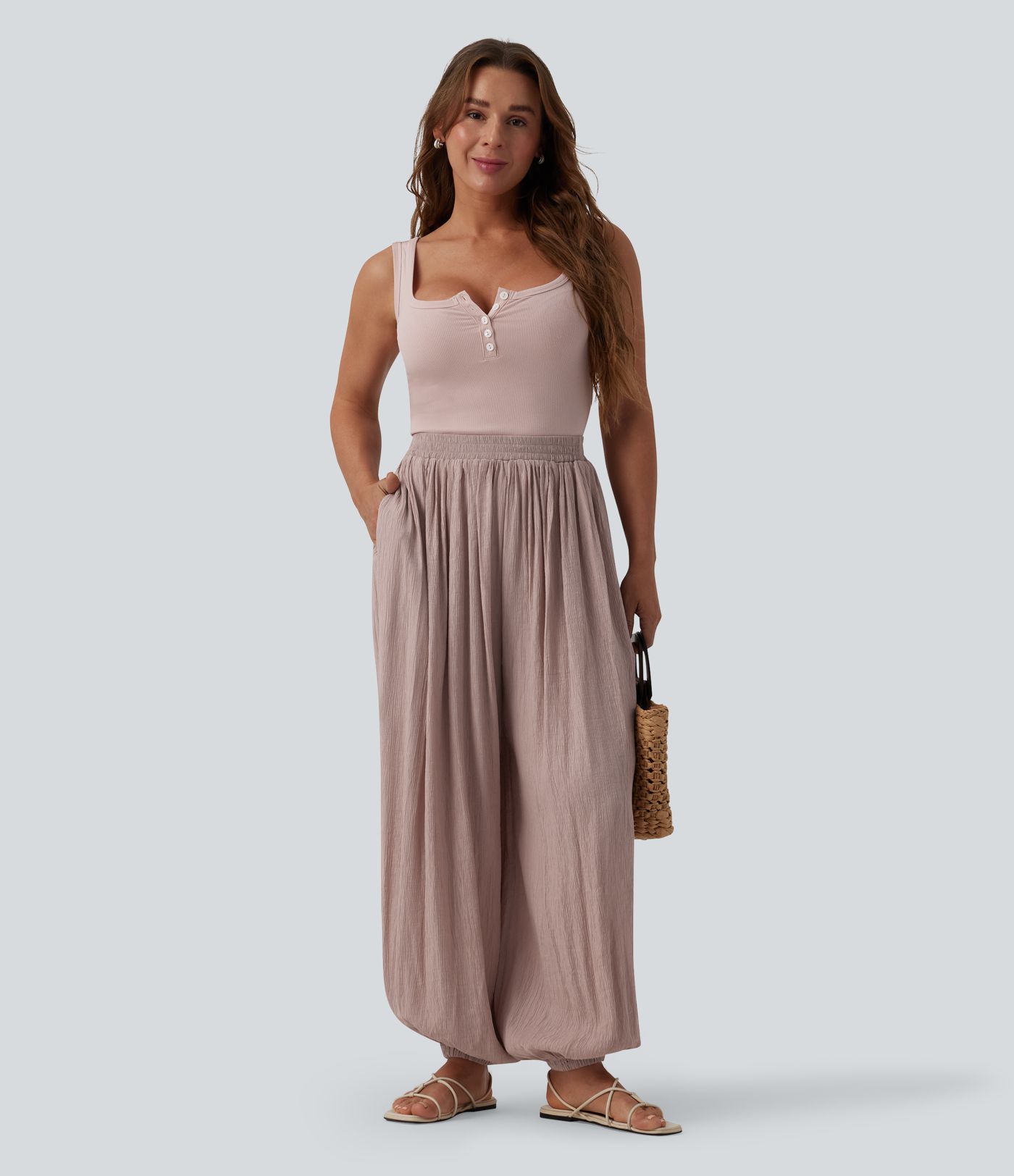 Mid Rise Baggy Joggers with Pockets