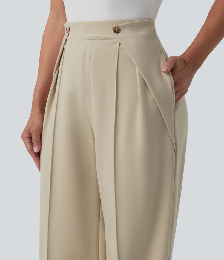 Halara Flex™ SculptKnit High Waisted Pleated Work Straight Leg Pants with Pockets