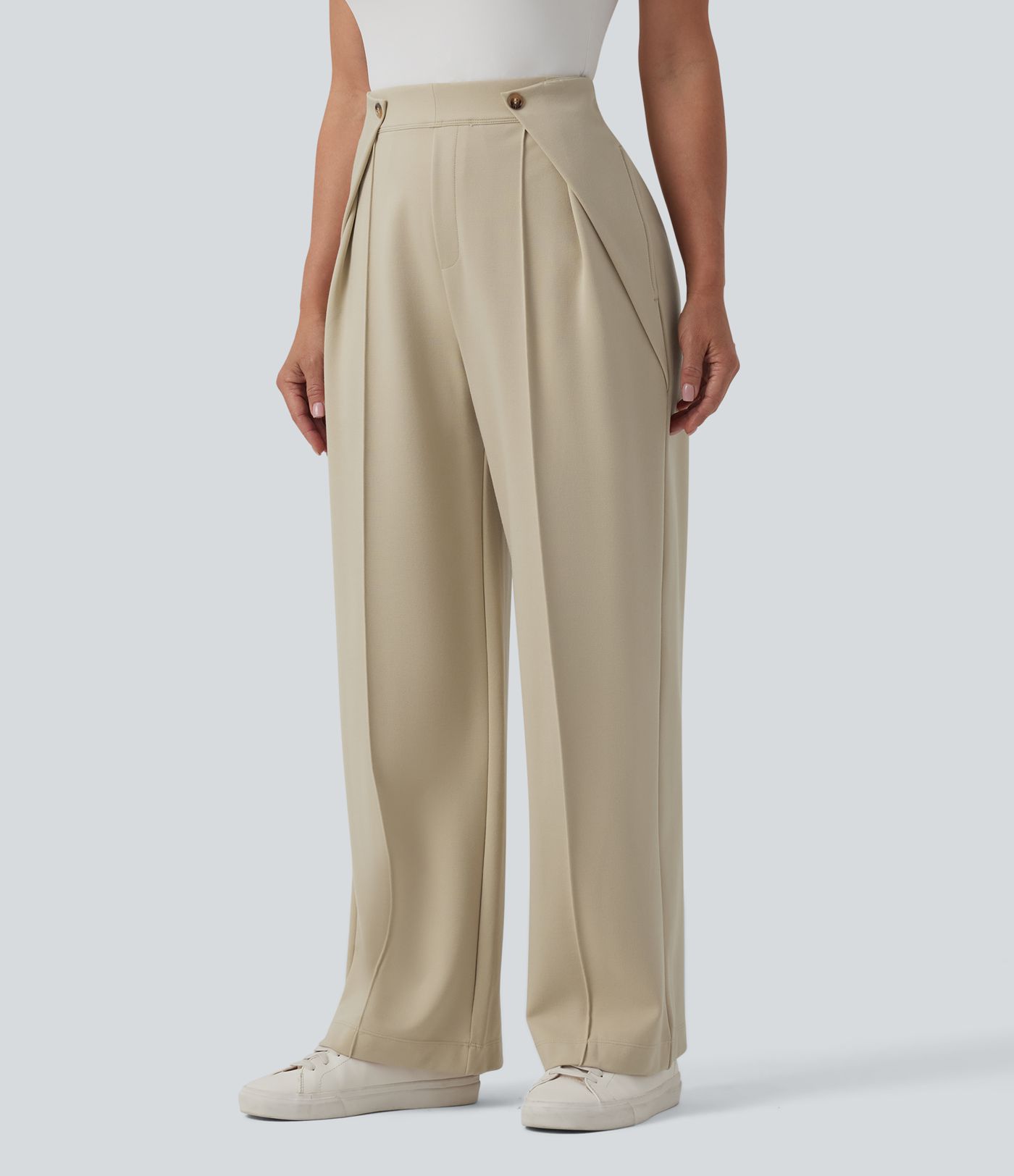 Halara Flex™ SculptKnit High Waisted Pleated Work Straight Leg Pants with Pockets