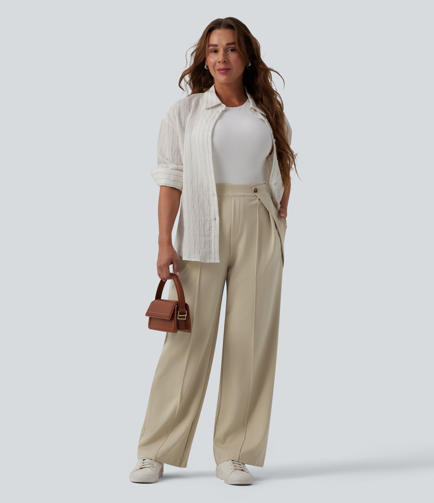 Halara Flex™ SculptKnit High Waisted Pleated Work Straight Leg Pants with Pockets