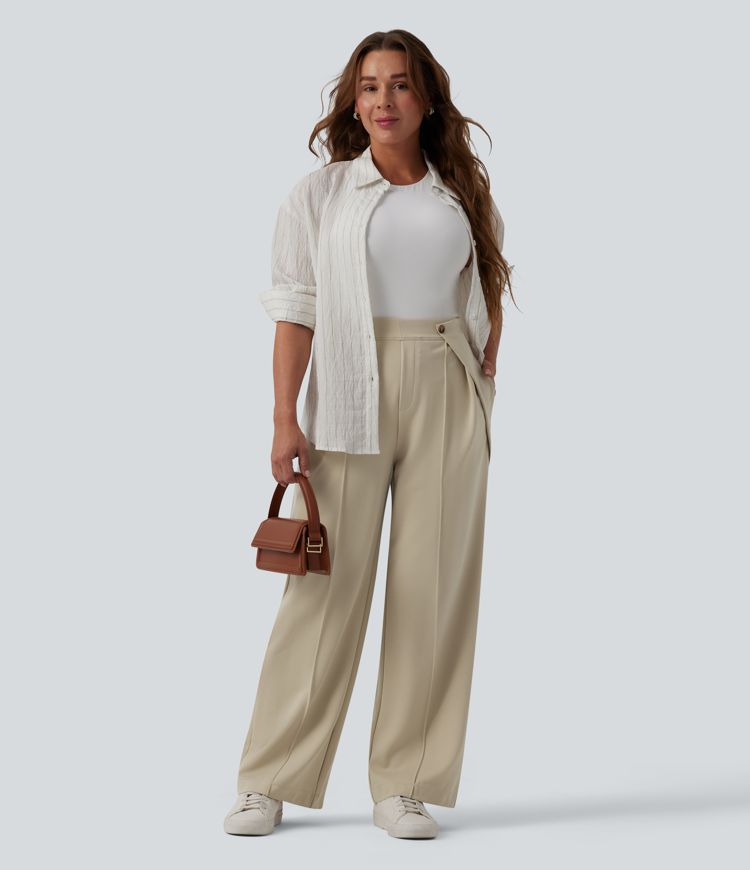 Halara Flex™ SculptKnit High Waisted Pleated Work Straight Leg Pants with Pockets