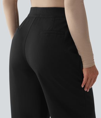 Halara Flex™ Pantalon tailleur coupe droite plissé taille haute avec poches