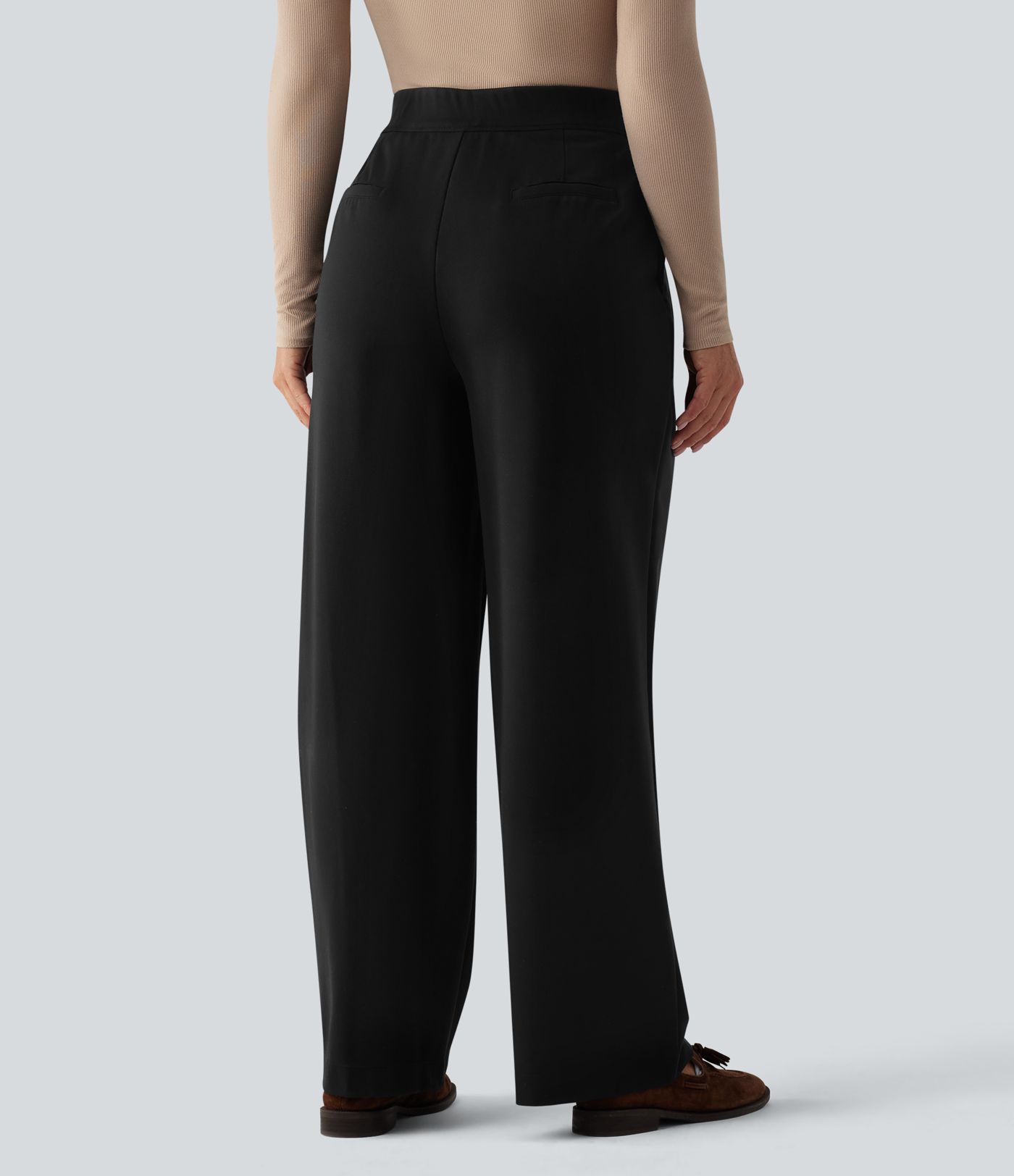 Halara Flex™ Pantalon tailleur coupe droite plissé taille haute avec poches