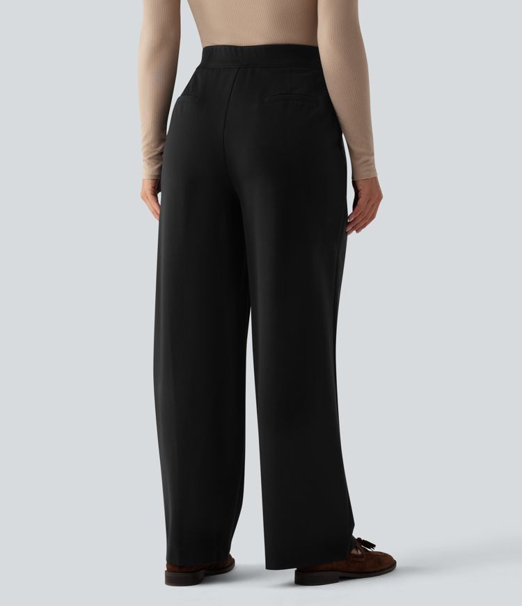 Halara Flex™ Pantalon tailleur coupe droite plissé taille haute avec poches