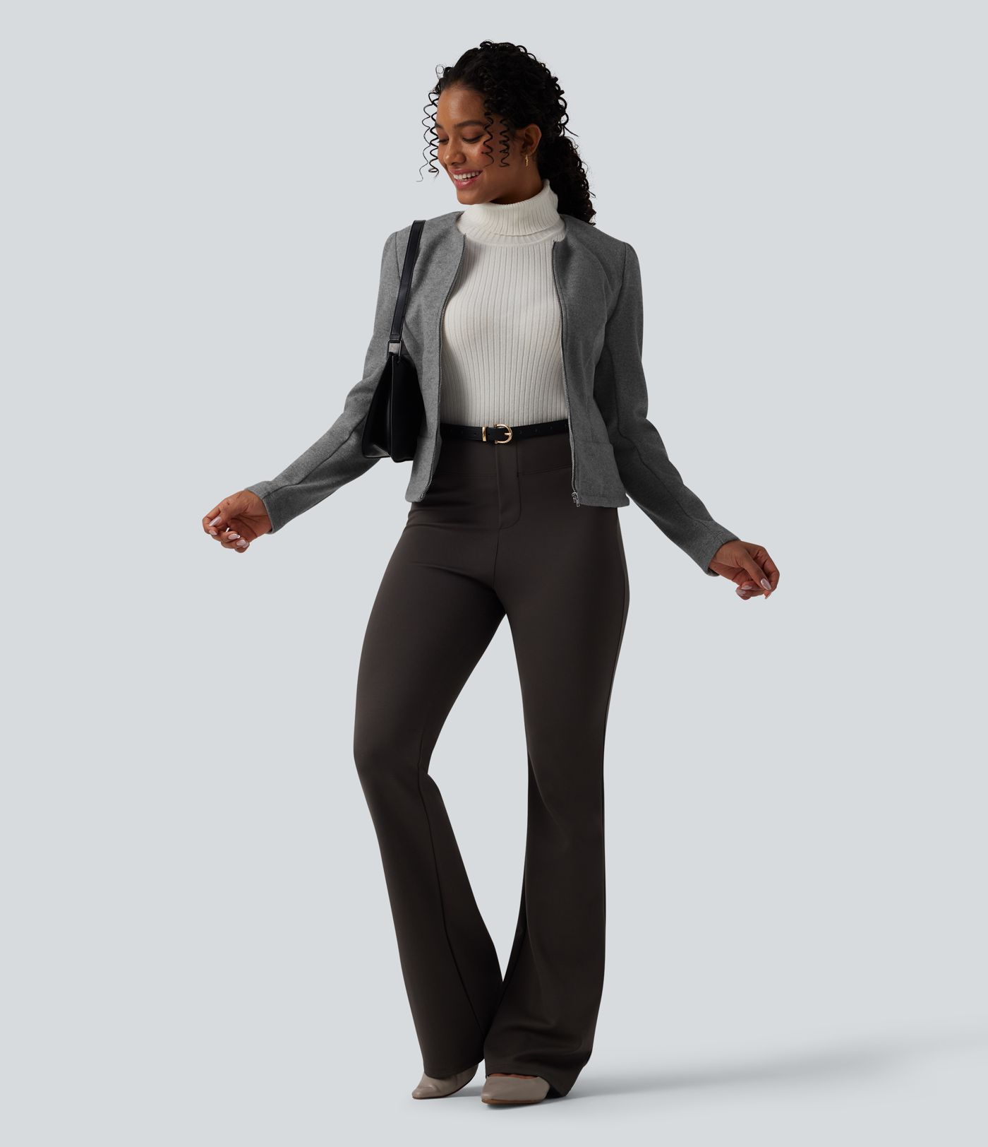 Round Neck Long Sleeve Zipper Fleece Work Jacket 