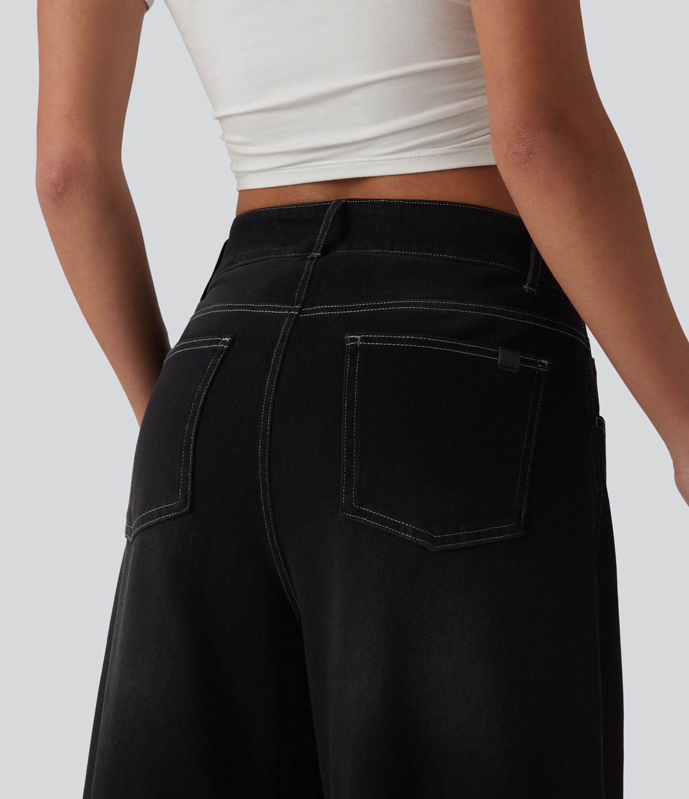 Halara Flex™ Low Rise Zipper Pockets Barrel Leg Casual Jeans