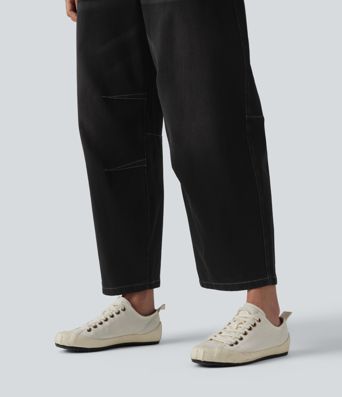 Halara Flex™ Low Rise Zipper Pockets Barrel Leg Casual Jeans