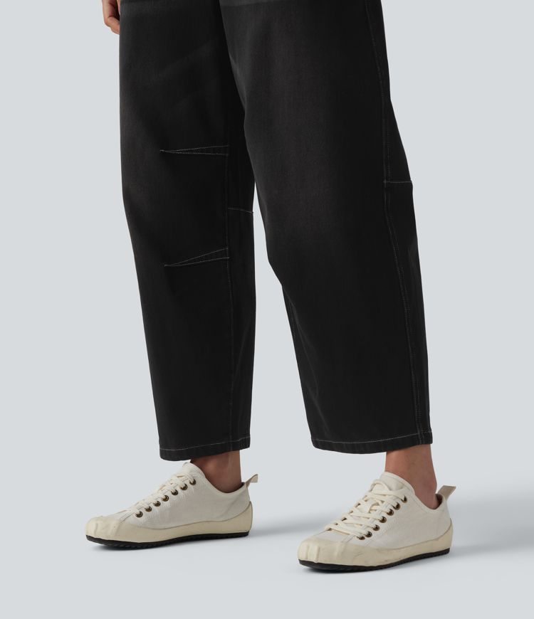 Halara Flex™ Low Rise Zipper Pockets Barrel Leg Casual Jeans