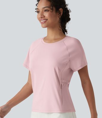 Round Neck Short Sleeve Casual T-Shirt with Pocket