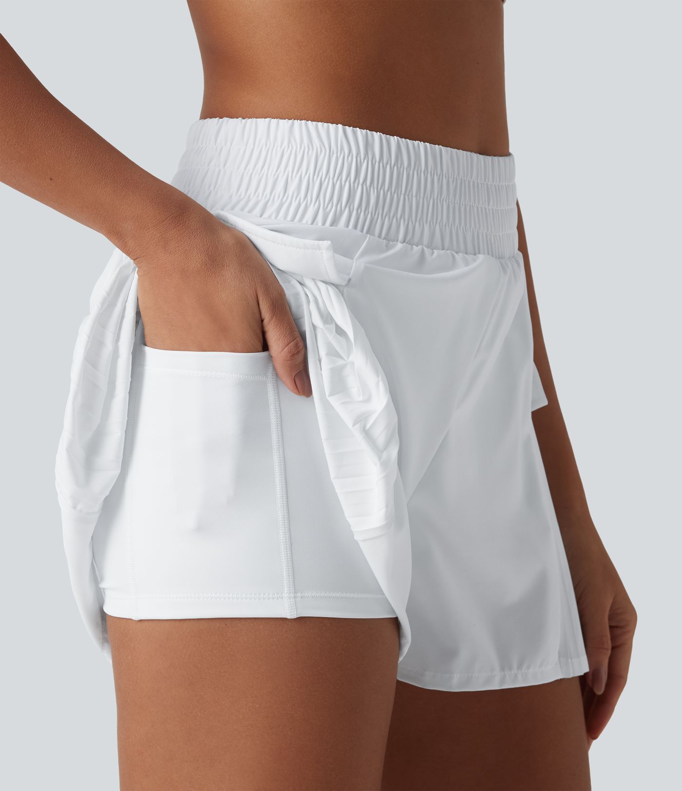 Breezeful™ Short randonnée ample 2-en-1 plissé séchage rapide taille haute avec poches