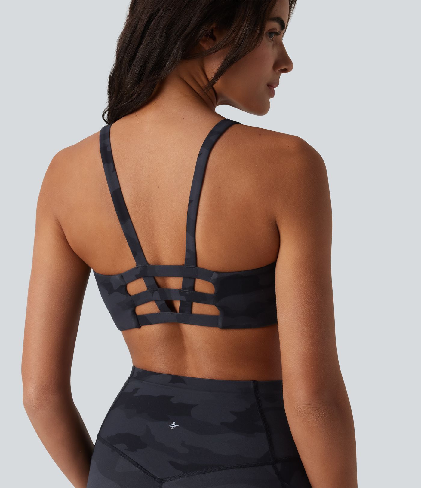 Halara UltraSculpt™ Camo Print Low Support U Neck Cut Out Yoga Sports Bra